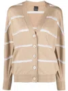 Lorena Antoniazzi Casual Knit Cardigan With Deep V-neckline In Brown