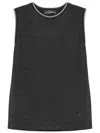 Lorena Antoniazzi Charcoal Grey Contrast-trim Tank Top In Burgundy