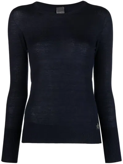 Lorena Antoniazzi Choker Neckline Cashmere Sweater With Fitted Silhouette In Blue