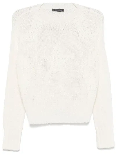 Lorena Antoniazzi Chunky Knit Turtleneck Sweater With Textured Pattern In White