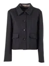 Lorena Antoniazzi Structured Cropped Coat With Classic Collar In Blue