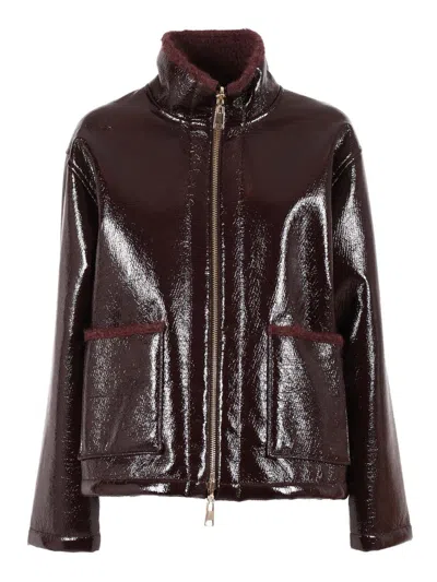 Lorena Antoniazzi High-neck Zip-front Jacket In Red
