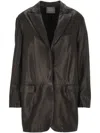 Lorena Antoniazzi Leather Single-breasted Coat In Black