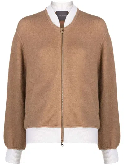 Lorena Antoniazzi Colour-block Zip-up Knitwear Cardigan In Neutral
