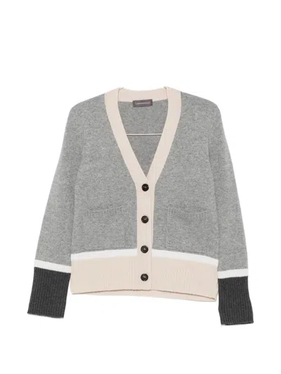 Lorena Antoniazzi Colour-block Button-up Cardigan In Gray