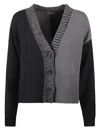 LORENA ANTONIAZZI COLOURBLOCK RIB TRIM BUTTONED CARDIGAN