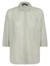 Lorena Antoniazzi Camp-collar Linen-blend Shirt In Light Sage Green