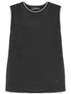 Lorena Antoniazzi Charcoal Grey Contrast-trim Tank Top In Burgundy