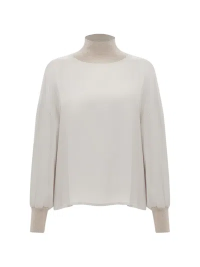 Lorena Antoniazzi Contrast-trim Long-sleeve Top In White
