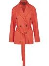 Lorena Antoniazzi Double-breasted Wool Blazer In Red