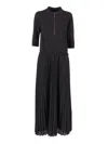 Lorena Antoniazzi Pleated Zip-front Maxi Dress In Black