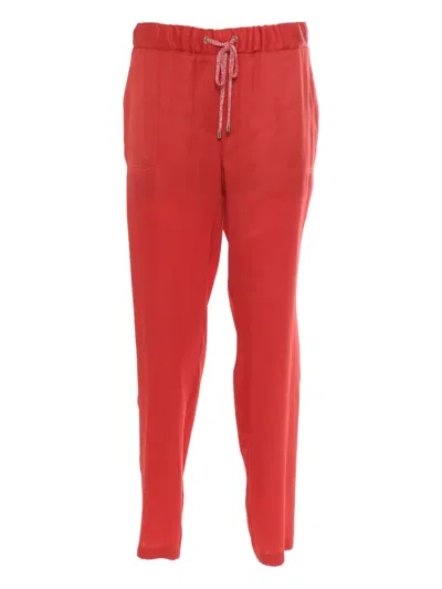 LORENA ANTONIAZZI ELASTICATED-WAISTBAND POCKETS-DETAIL TROUSERS