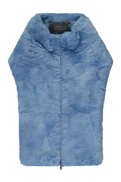 Lorena Antoniazzi Faux Fur Collar In Blue