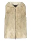 Lorena Antoniazzi Faux-fur Hooded Waistcoat In Braun