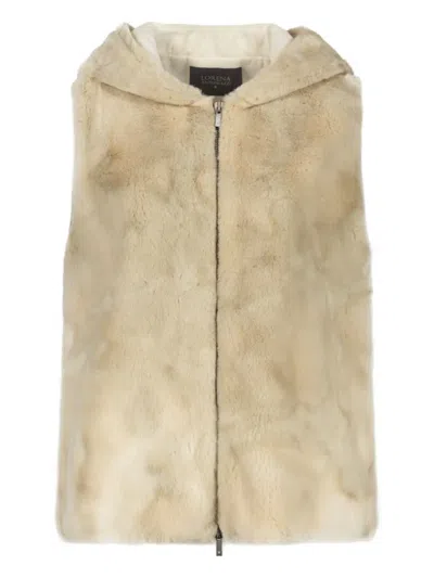 Lorena Antoniazzi Faux-fur Hooded Waistcoat In Beige
