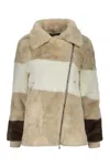 Lorena Antoniazzi Faux-fur Jacket In Beige