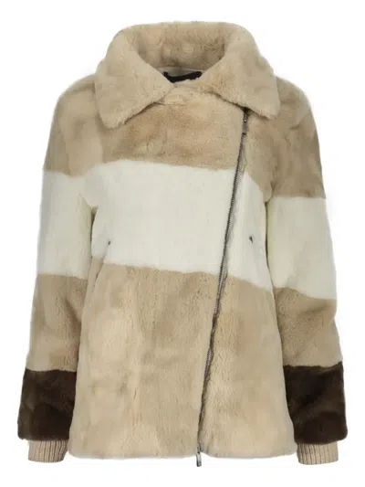 Lorena Antoniazzi Faux-fur Jacket In Beige