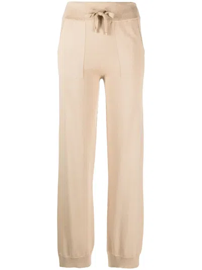 Lorena Antoniazzi Fine-knit Drawstring-waist Trousers In Brown