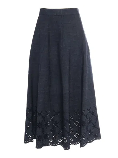 Lorena Antoniazzi Flared Denim Maxi Skirt