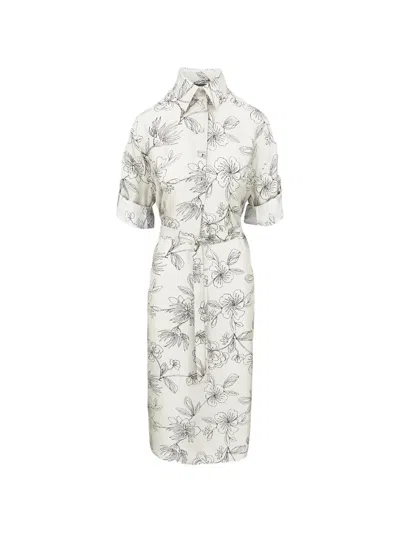 Lorena Antoniazzi Floral-pattern Tie-belt Midi Dress In White
