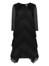 Lorena Antoniazzi Dress With Fringes In Black