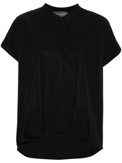 Lorena Antoniazzi Gathered Poplin Blouse In Black
