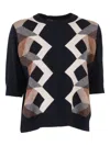 Lorena Antoniazzi Geometric Knit T-shirt In Blue