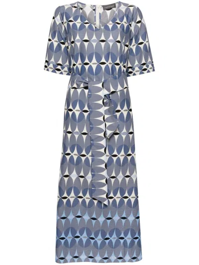 LORENA ANTONIAZZI GEOMETRIC PATTERN MIDI DRESS WITH CINCHED WAIST