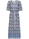 Lorena Antoniazzi Geometric Pattern Midi Dress With Cinched Waist In Multi