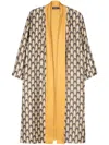 Lorena Antoniazzi Geometric-pattern Midi Silk Kaftan In Neutrals