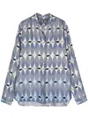 Lorena Antoniazzi Geometric Print Long Sleeve Silk Shirt In Multi
