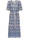 Lorena Antoniazzi Geometric Pattern Midi Dress With Cinched Waist In Blue