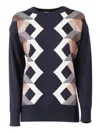 Lorena Antoniazzi Geometric-pattern Sweater In Blue