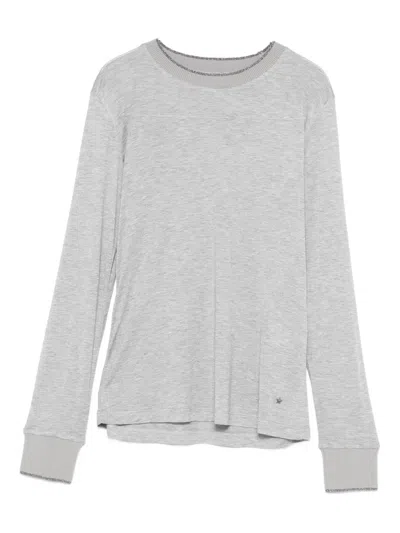Lorena Antoniazzi Glitter-neck Long-sleeve T-shirt In Gray