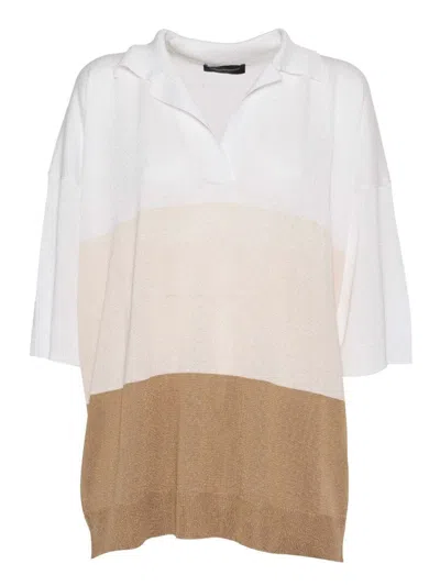 LORENA ANTONIAZZI GRADIENT NEUTRAL KNIT POLO