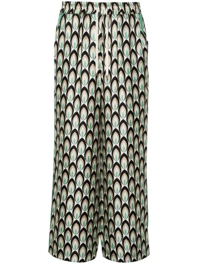 Lorena Antoniazzi Graphic-print Silk Trousers In Multi