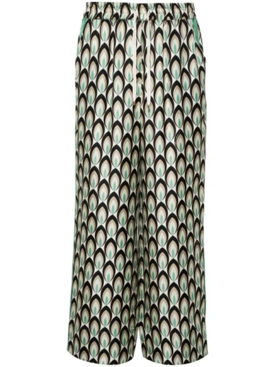 Lorena Antoniazzi Graphic-print Silk Trousers In Multicolor