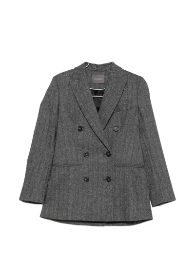 Lorena Antoniazzi Herringbone Double-breasted Jacket In Gray