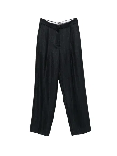 Lorena Antoniazzi Herringbone-pattern Side-stripe Trousers In Black