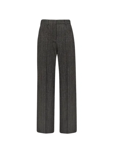 Lorena Antoniazzi Herringbone-pattern Straight-leg Trousers In Gray