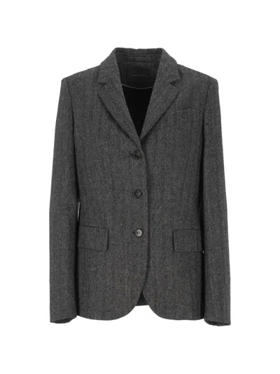 LORENA ANTONIAZZI HERRINGBONE-PATTERN WOOL-BLEND BLAZER