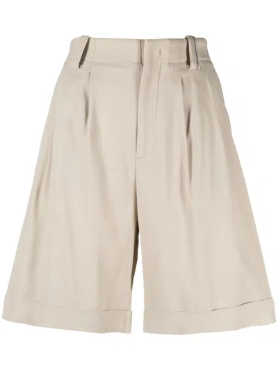 Lorena Antoniazzi High-waist Pleated Shorts In Neutrals