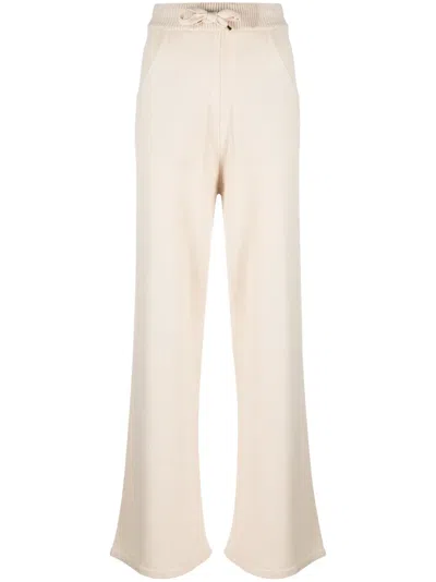 Lorena Antoniazzi High-waisted Drawstring Knitted Trousers In Neutrals