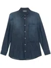Lorena Antoniazzi Indigo Blue Denim Shirt With Press-stud Fastening