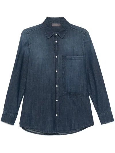 Lorena Antoniazzi Indigo Blue Denim Shirt With Press-stud Fastening