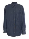 Lorena Antoniazzi Reversible Padded Denim Shirt In Blue