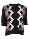 Lorena Antoniazzi Geometric Knit T-shirt In Black