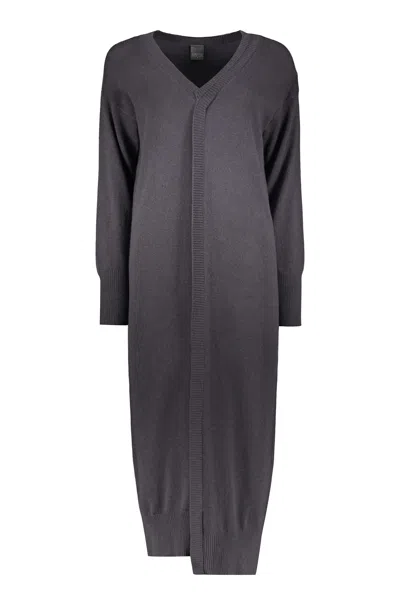 Lorena Antoniazzi Knitted Long Dress In Grey