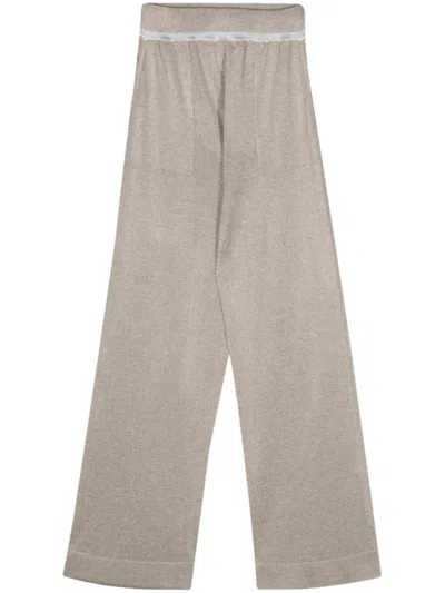Lorena Antoniazzi Knitted Straight-leg Trousers In Brown