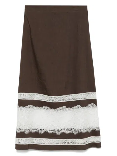 Lorena Antoniazzi Midirock Mit Spitzendetail In Brown